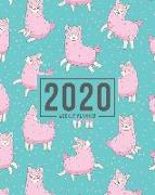 2020 Weekly Planner: January 1, 2020 to December 31, 2020: Weekly & Monthly View Planner, Organizer & Diary: Pink Llamas on Blue 814-3