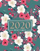 2020 Weekly Planner: January 1, 2020 to December 31, 2020: Weekly & Monthly View Planner, Organizer & Diary: Pink & White Flowers on Green