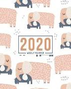 2020 Weekly Planner: January 1, 2020 to December 31, 2020: Weekly & Monthly View Planner, Organizer & Diary: Cute Mama Elephant with Baby 8