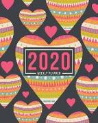2020 Weekly Planner: January 1, 2020 to December 31, 2020: Weekly & Monthly View Planner, Organizer & Diary: Hearts with Pattern 833-4
