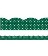 Industrial Cafe Green with White Polka Dots Scalloped Borders