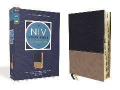 NIV Study Bible, Fully Revised Edition, Leathersoft, Navy/Tan, Red Letter, Thumb Indexed, Comfort Print