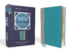 NIV Study Bible, Fully Revised Edition, Leathersoft, Teal/Gray, Red Letter, Comfort Print