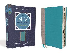 NIV Study Bible, Fully Revised Edition, Leathersoft, Teal/Gray, Red Letter, Thumb Indexed, Comfort Print