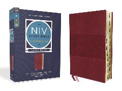 NIV Study Bible, Fully Revised Edition, Large Print, Leathersoft, Burgundy, Red Letter, Thumb Indexed, Comfort Print