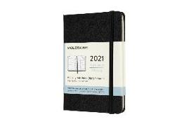 Moleskine 12 Monate Monats Notizkalender 2021 Pocket/A6, 1 Mo = 2 Seiten, linierte Seiten, Fester Einband, Schwarz