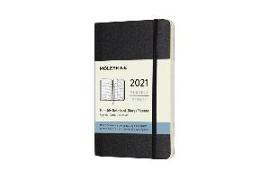 Moleskine 12 Monate Monats Notizkalender 2021 Pocket/A6, 1 Mo = 2 Seiten, linierte Seiten, Weicher Einband, Schwarz