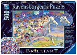 Ravensburger Puzzle 15046 - Schmetterlingseinhorn - 500 Teile Puzzle für Erwachsene und Kinder ab 10 Jahren, Puzzle mit Dekosteinen zum Verzieren