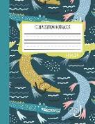 Primary Composition Notebook: Kindergarten 1st & 2nd Grade Primary Journal for Boys & Girls: Cute Alligators (Draw & Write Grades K-2) 0618