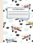 Primary Composition Notebook: Kindergarten 1st & 2nd Grade Primary Journal for Boys & Girls: Cute Planes (Draw & Write Grades K-2) 0649