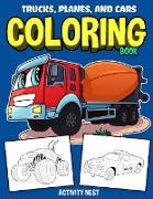 Trucks, Planes, and Cars Coloring Book