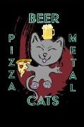 Pizza Beer Cats Metal - 6 x 9 Blank Lined Notebook