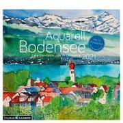 Bodensee Aquarell 2021. Postkarten-Tischkalender