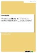 Überblick und Kritik der empirischen Literatur zum Thema M&A im Bankensektor