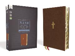 NASB, Thinline Bible, Large Print, Leathersoft, Brown, Red Letter, 1995 Text, Thumb Indexed, Comfort Print