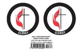 United Methodist Cross & Flame Clergy Static Cling (Pkg of 2)