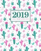 Agenda 2019: 19x23cm: Agenda 2019 settimanale italiano: cactus rosa e verde 4985