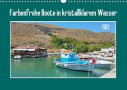 Farbenfrohe Boote in kristallklarem Wasser (Wandkalender 2021 DIN A3 quer)