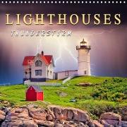 Lighthouses thunderstorm (Wall Calendar 2021 300 × 300 mm Square)