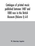 Catalogue of printed music published between 1487 and 1800 now in the British Museum (Volume I) A-K