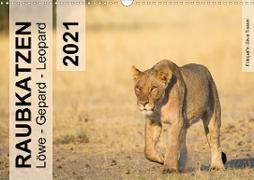 Raubkatzen - Löwe, Gepard, Leopard (Wandkalender 2021 DIN A3 quer)