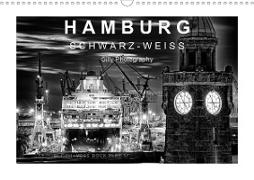 Hamburg in schwarz-weiss (Wandkalender 2021 DIN A3 quer)