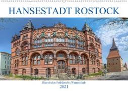 Hansestadt Rostock Historischer Stadtkern bis Warnemünde (Wandkalender 2021 DIN A2 quer)