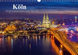 Köln Impressionen bei Nacht (Wandkalender 2021 DIN A3 quer)