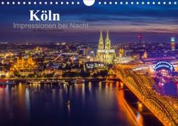 Köln Impressionen bei Nacht (Wandkalender 2021 DIN A4 quer)