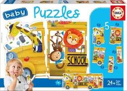 Educa Puzzle. Baby Puzzles Animals Bus 2x2/2x3/4Teile