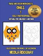 Trace and color worksheets (Owls 1)