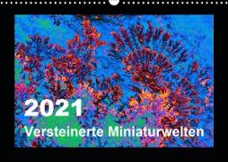 Versteinerte Miniaturwelten - Farbenspiele auf Solnhofener Plattenkalk (Wandkalender 2021 DIN A3 quer)