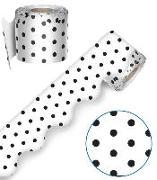 Industrial Chic White with Black Dots Rolled Scalloped Borders