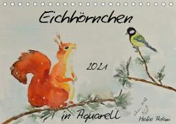 Eichhörnchen in Aquarell (Tischkalender 2021 DIN A5 quer)