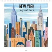 NEW YORK sky and lines (Wall Calendar 2021 300 × 300 mm Square)