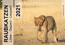 Raubkatzen - Löwe, Gepard, Leopard (Tischkalender 2021 DIN A5 quer)