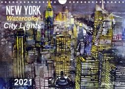 New York Watercolor Citylights (Wandkalender 2021 DIN A4 quer)