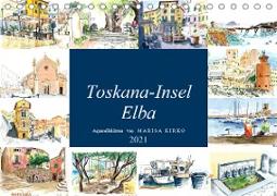 Toskana-Insel Elba - Aquarellskizzen (Tischkalender 2021 DIN A5 quer)