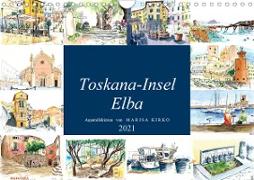 Toskana-Insel Elba - Aquarellskizzen (Wandkalender 2021 DIN A4 quer)