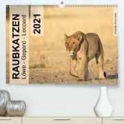 Raubkatzen - Löwe, Gepard, Leopard (Premium, hochwertiger DIN A2 Wandkalender 2021, Kunstdruck in Hochglanz)