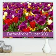 Farbenfrohe Tulpen 2021 (Premium, hochwertiger DIN A2 Wandkalender 2021, Kunstdruck in Hochglanz)