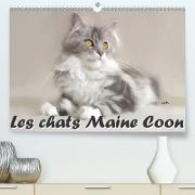 Les chats Maine Coon (Premium, hochwertiger DIN A2 Wandkalender 2021, Kunstdruck in Hochglanz)