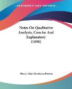 Notes On Qualitative Analysis, Concise And Explanatory (1890)