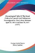 Chronological Table Of The Royal Orders In Council And Ordinances Promulgated In This Colony Between April 25, 1831 And June 30, 1877 (1877)