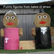 Funny figures from bales of straw (Wall Calendar 2021 300 × 300 mm Square)