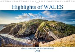 Highlights of Wales (Wall Calendar 2021 DIN A4 Landscape)