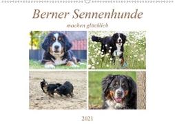 Berner Sennenhunde machen glücklich (Wandkalender 2021 DIN A2 quer)