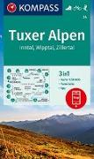 KOMPASS Wanderkarte 34 Tuxer Alpen, Inntal, Wipptal, Zillertal