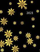 2021: Large Weekly and Monthly Planner (Gold Flowers)