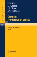 Proceedings of the Second Conference on Compact Tranformation Groups. University of Massachusetts, Amherst, 1971